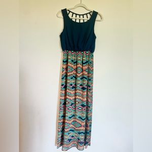 My Michelle Lightweight Summer Tank Sundress Navy Coral Green Maxi Dress…